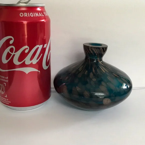 Loetz Art Nouveau Teal With Gold Glitter Vase - Picture 9 of 13